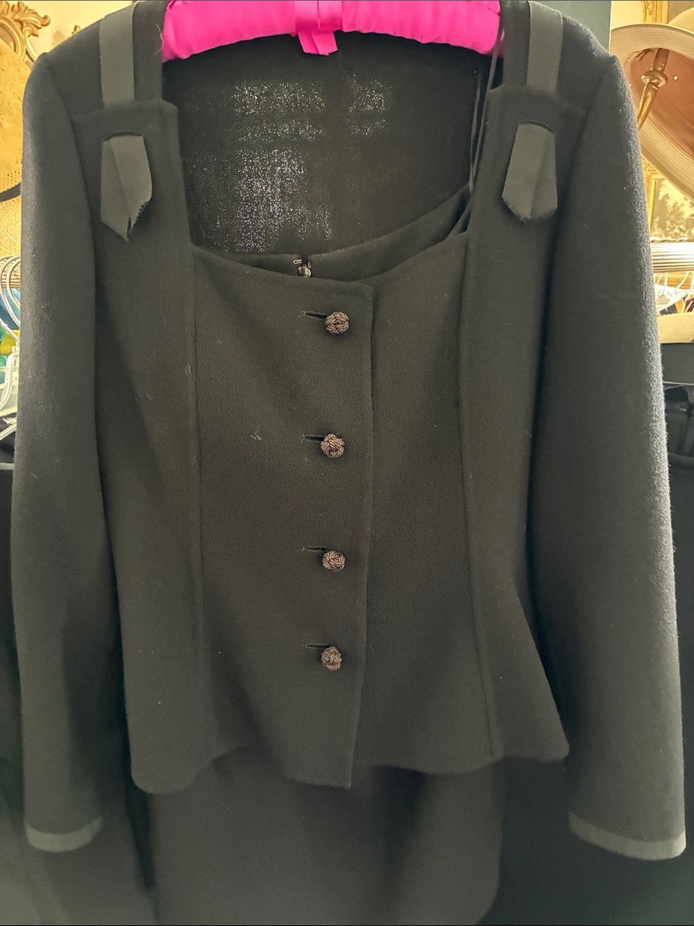 Classic Vintage Bill Blass Black Women's Wool Skirt Suit -
